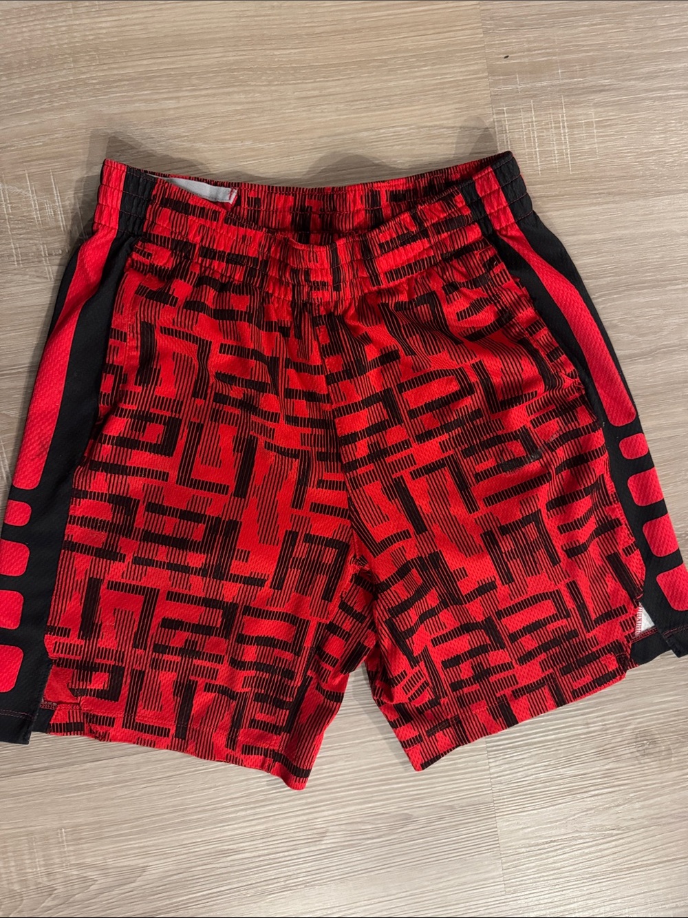 Nike Red & Black Athletic Shorts with Graphic Print